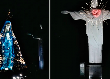 Vídeo de drones com imagem de Nossa Senhora é montagem digital feita para divulgar filme