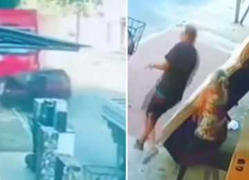 Vídeo mostra quando moradores escapam por um triz de serem atingidos após batida com três mortos 