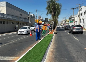 Prefeitura de Goiânia instala grama sintética em avenidas e divide opiniões 