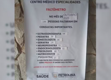 Centro médico de Petrolina de Goiás cria faltômetro para alertar sobre ausências em consultas