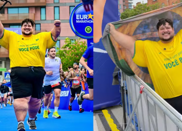 Homem de 200 kg emociona ao completar prova na Europa