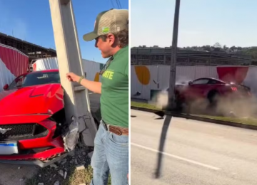 Mustang bate em poste durante teste de potência em Goiânia