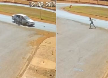 Mulher pula de carro em movimento para fugir do marido em Goiás