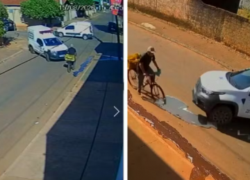 Ambulância bate em van e atropela ciclista em Terezópolis