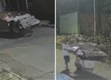Homens são filmados levando corpo em carrinho até mata em Aparecida