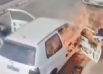 Homem sai se arrastando de carro após veículo pegar fogo em Cezarina
