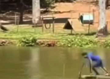 Homem é detido após tomar banho em lago de Goiânia
