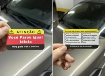 Cartão com bronca educada no para-brisa vira sucesso na internet: Você parou igual idiota