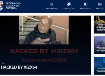 Site da Federação Goiana de Futebol é invadido com mensagem pró-bolsonaro