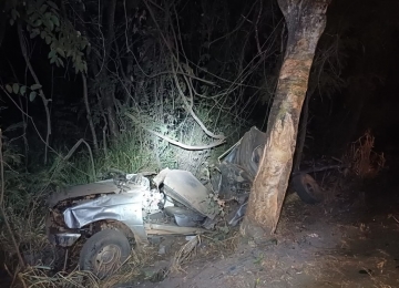 Motorista morre após perder controle de caminhonete e bater em árvore na BR-153
