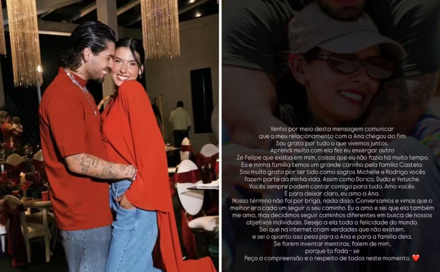 Após anúncio de separação, Zé Felipe e Ana Castela mantêm silêncio