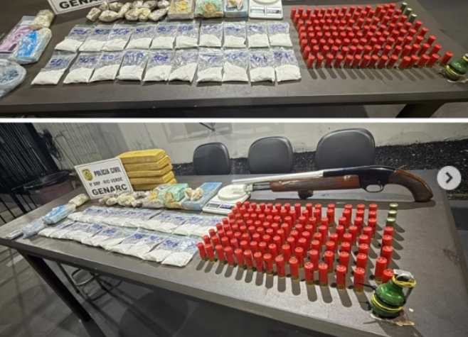 Polícia prende dois homens e encontra até granada em ponto de tráfico em Rio Verde