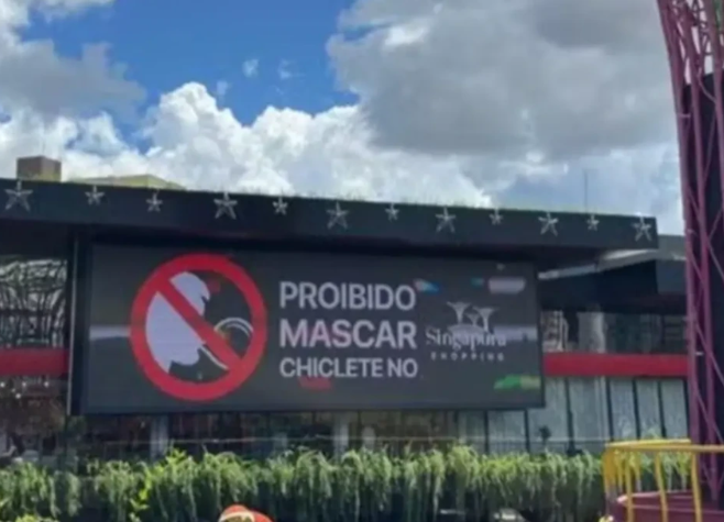 Shopping de Caldas Novas chama atenção ao proibir chiclete e cita inspiração em Singapura
