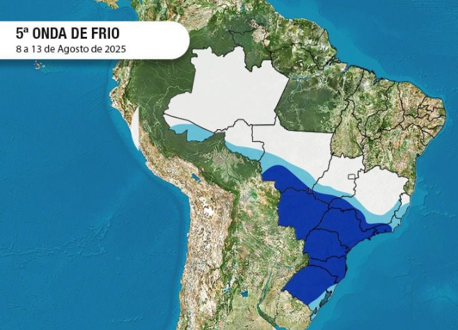 Massa de ar polar derruba temperaturas no Centro-Sul e leva friagem até o Norte do país