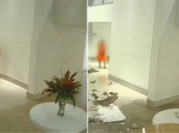 Vídeo mostra lustre despencando com parte do teto em condomínio de Goiânia