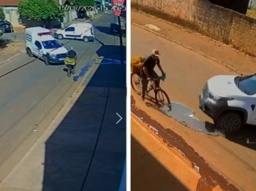 Ambulância bate em van e atropela ciclista em Terezópolis
