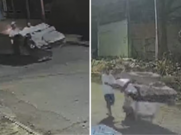 Homens são filmados levando corpo em carrinho até mata em Aparecida