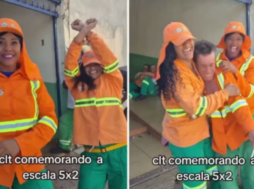 Vídeo de garis comemorando fim da escala 6x1 viraliza em Goiânia