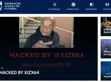 Site da Federação Goiana de Futebol é invadido com mensagem pró-bolsonaro
