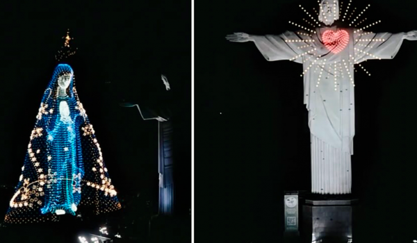 Vídeo de drones com imagem de Nossa Senhora é montagem digital feita para divulgar filme