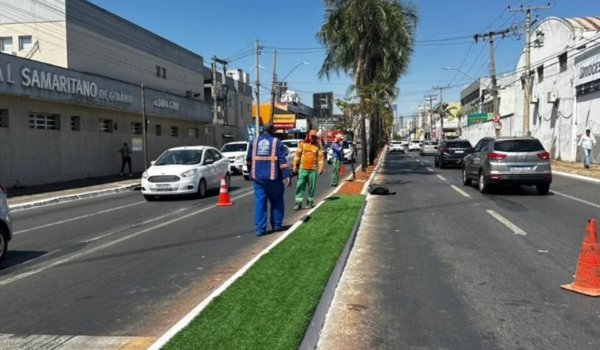 Prefeitura de Goiânia instala grama sintética em avenidas e divide opiniões 