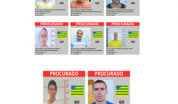 Goiás tem sete nomes na lista nacional de foragidos mais procurados
