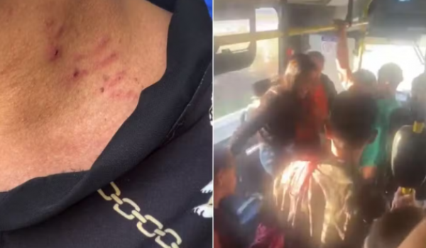 Vídeo mostra jovem de 27 anos espancando idosa de 61 anos em ônibus de Goiânia