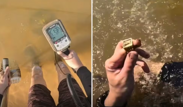 Mergulhador usa detector e encontra anel perdido no Araguaia