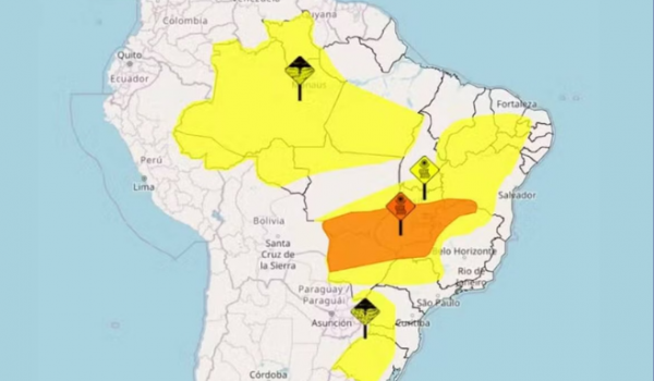 Inmet emite alertas para tempestades, chuvas intensas e tempo seco no país