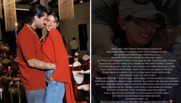 Após anúncio de separação, Zé Felipe e Ana Castela mantêm silêncio