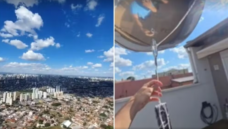 Jovem lança celular preso a balões e registra Goiânia a 3 mil metros de altura