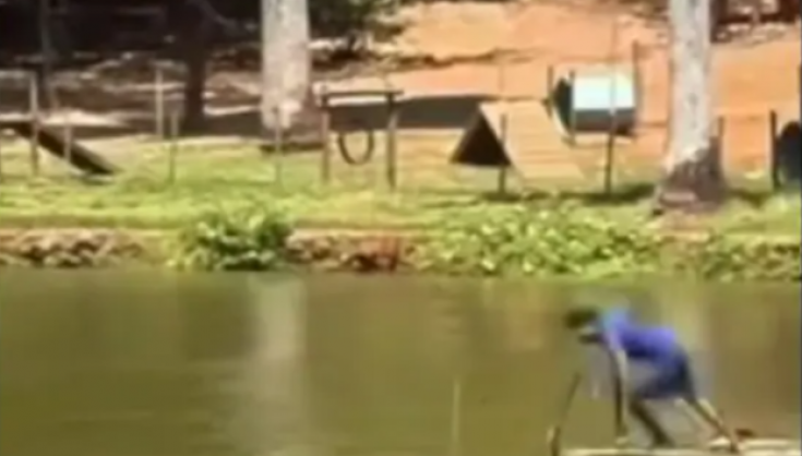 Homem é detido após tomar banho em lago de Goiânia
