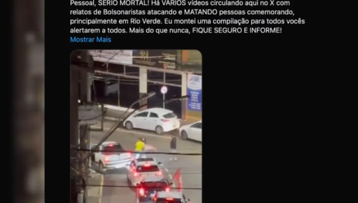 Vídeos de violência após eleições viralizam no X, mas polícia não confirma denúncias de mortes em Rio Verde